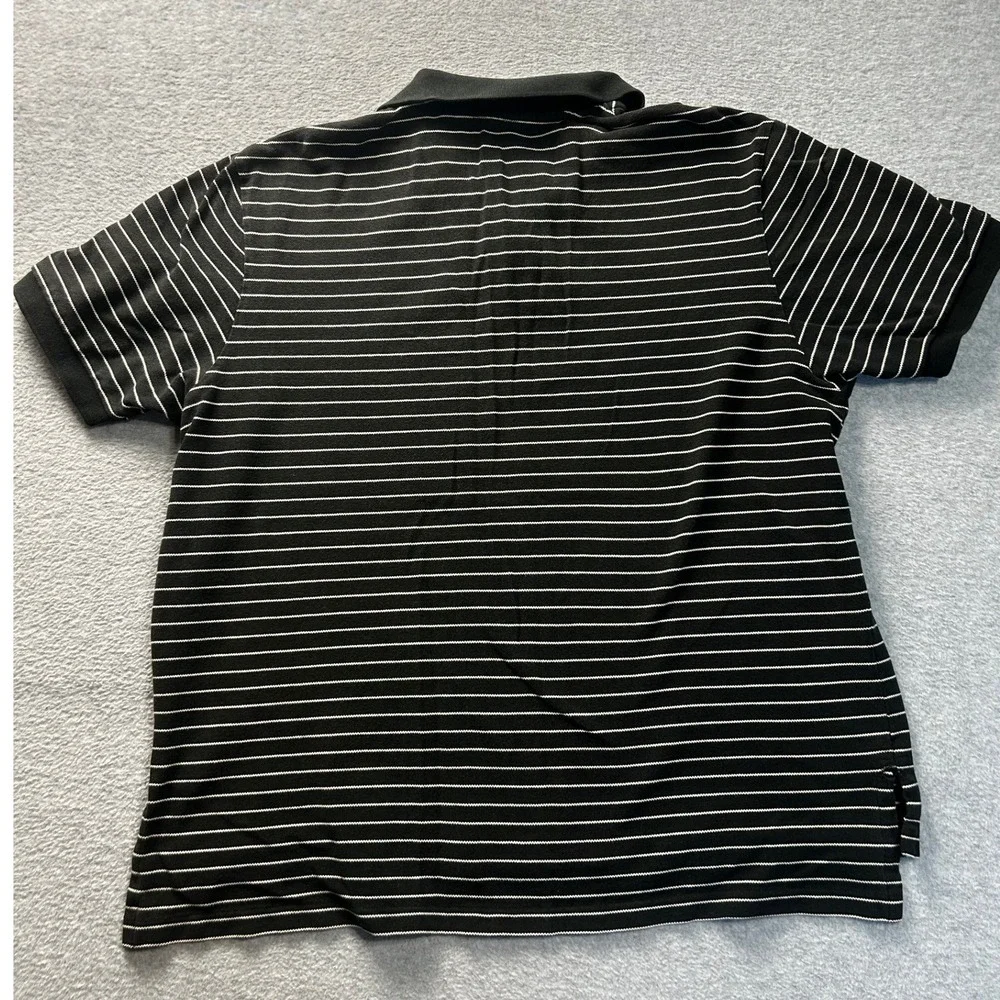 Polo Ralph Lauren Mens XL Black White Striped‎ Polo Shirt Short Sleeve Pique